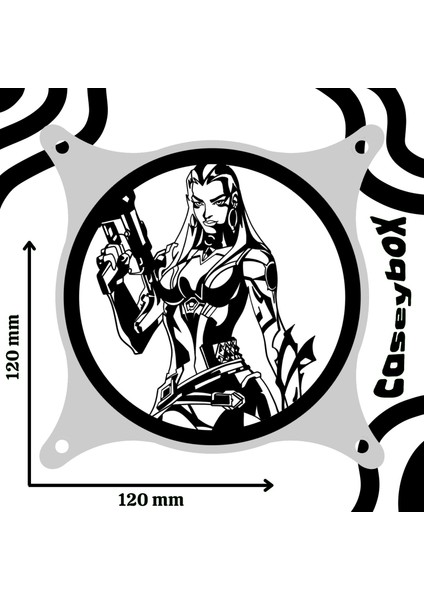 Valorant Reyna 120X120 mm Siyah Çerçeveli Oyun Pc Aksesuarı, Masaüstü Bilgisayar Fan Kapağı