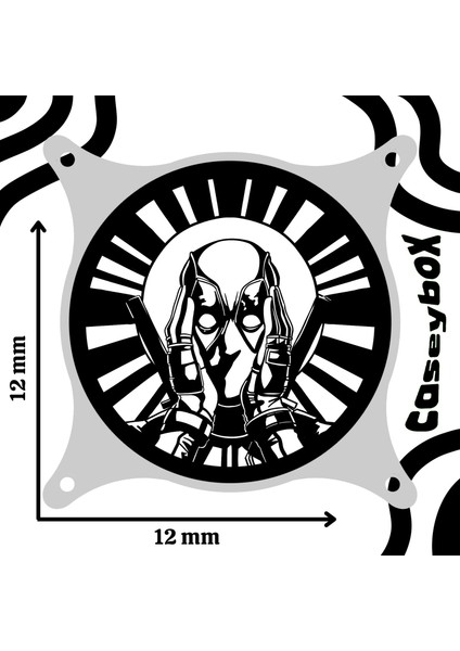 Deadpool 120X120 mm Siyah Çerçeveli Oyun Pc Aksesuarı, Masaüstü Bilgisayar Fan Kapağı