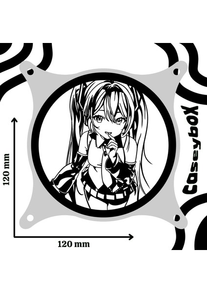 Hatsune Miku 120X120 mm Siyah Çerçeveli Pc Aksesuarı Masaüstü Bilgisayar Ikili Fan Kapağı
