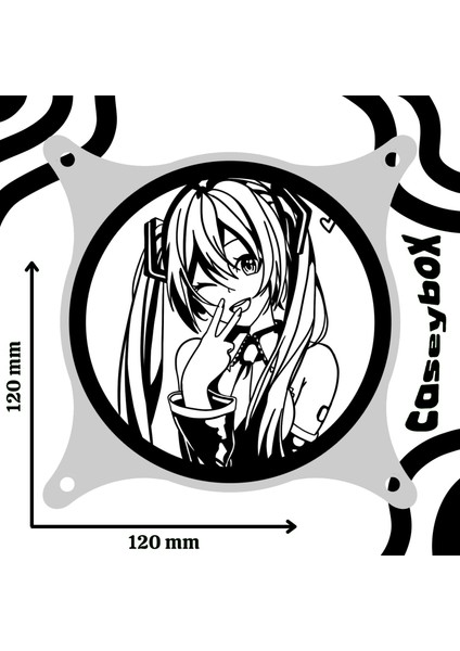 Hatsune Miku 120X120 mm Siyah Çerçeveli Pc Aksesuarı Masaüstü Bilgisayar Ikili Fan Kapağı