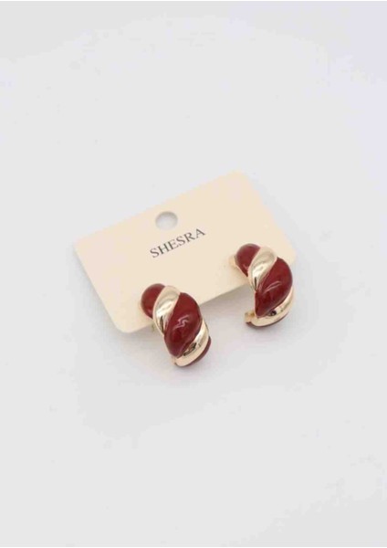 Shesra Bordo Çizgi Detaylı Küpe