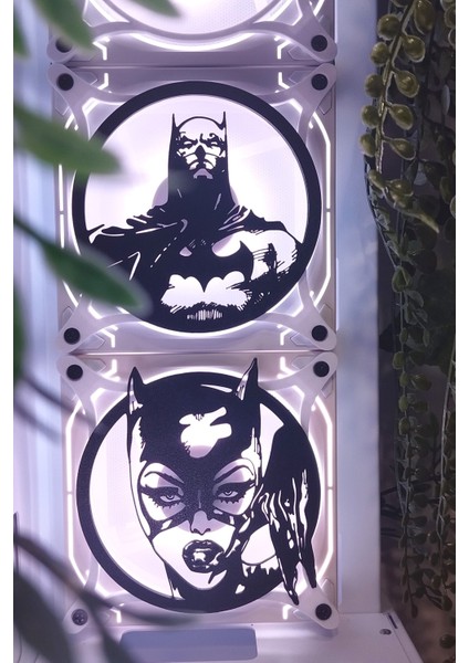 Batman-Catwoman 120X120 mm Beyaz Çerçeveli Oyun Pc Aksesuarı, Masaüstü Bilgisayar Ikili Fan Kapağı fiyatları