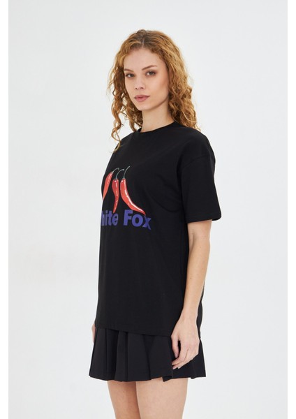 White Fox Kadın Biber Baskılı Bisiklet Yaka T-Shirt fiyatları