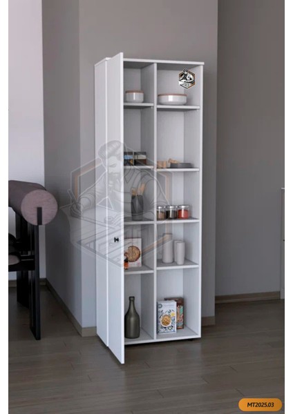 Tamamı Mdf Tek Kapaklı ve Açık Raflı Çok Amaçlı Mutfak Dolabı/kavanozluk/kiler Dolabı