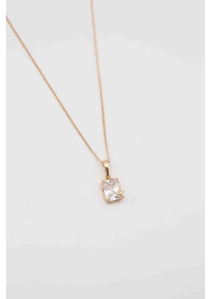 Shesra Beyaz Taş Vip Rodyum Kolye