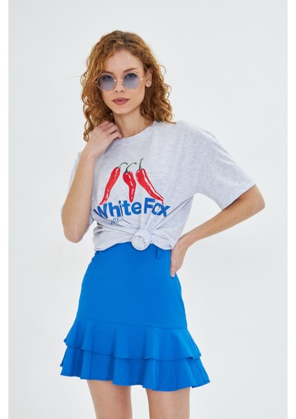 White Fox Kadın Biber Baskılı Bisiklet Yaka T-Shirt fırsatları