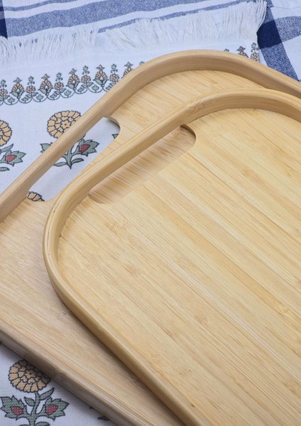 Bambu 2li Tepsi Seti - Kare Tepsi Takımı - 2 Parça
