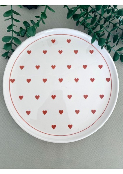 Love Kırmızı Kalp 25 cm Büyük Servis Tabağı