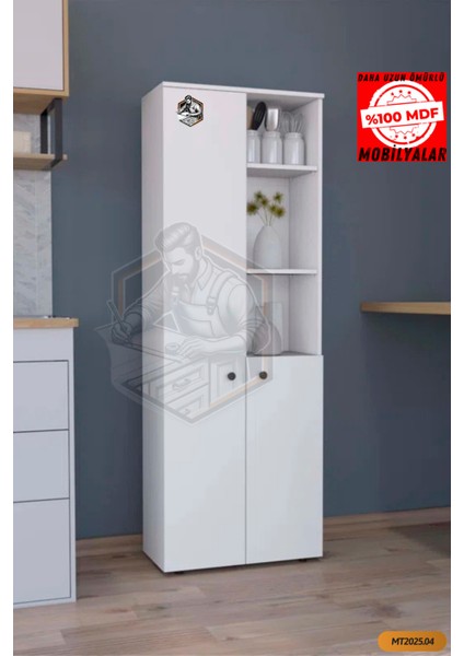 Tamamı Mdf 2 Kapaklı ve Açık Raflı Çok Amaçlı Mutfak Dolabı/kavanozluk/kiler Dolabı