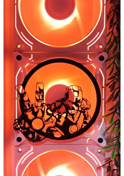 Ironman 120X120 mm Beyaz Çerçeveli Oyun Pc Aksesuarı, Masaüstü Bilgisayar Fan Kapağı