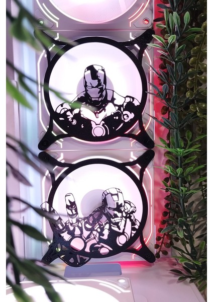 Ironman 120X120 mm Siyah Çerçeveli Oyun Pc Aksesuarı, Masaüstü Bilgisayar Ikili Fan Kapağı