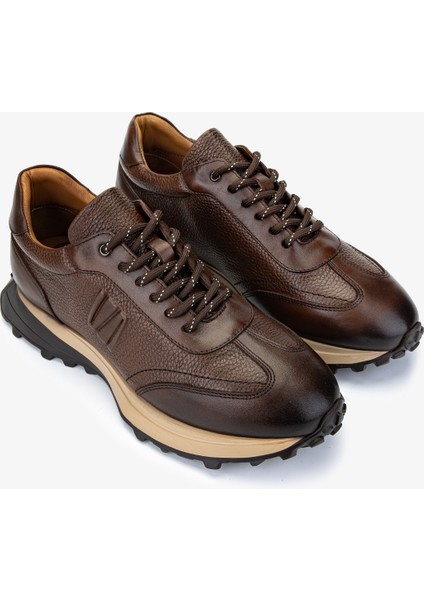 Erkek Deri Kahverengi Sneakers & Spor Ayakkabı 383 6400 Erk Ayk Y25 Khv Slvr/khv Fltr