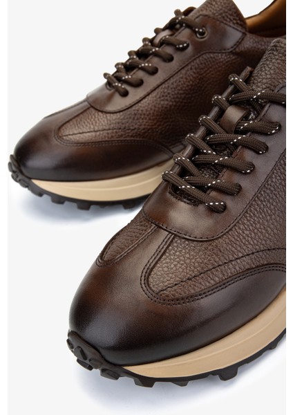 Erkek Deri Kahverengi Sneakers & Spor Ayakkabı 383 6400 Erk Ayk Y25 Khv Slvr/khv Fltr
