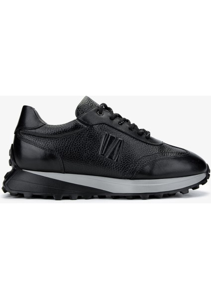 Erkek Deri Siyah Sneakers & Spor Ayakkabı 383 6400 Erk Ayk Y25 Syh Slvr/syh Fltr