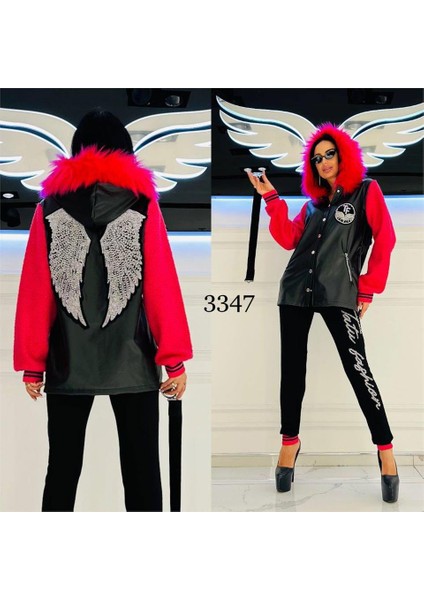 Melek Kanat Derili Crystal Taşlı Eşofman Takımı - Pembe