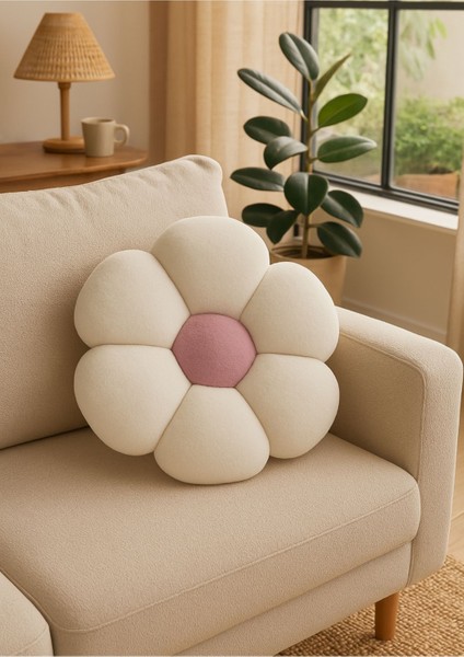 Peluş Papatya Dekoratif Yastık Kırlent Minder - Ithal Kumaş - Antialerjik