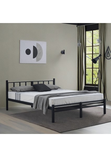 Atlas Çift Kişilik Metal Karyola 160 x 200 Siyah