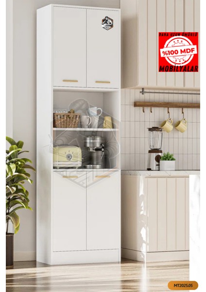 Tamamı Mdf 4 Kapaklı ve Açık Raflı Çok Amaçlı Mutfak Dolabı/kavanozluk/kiler Dolabı