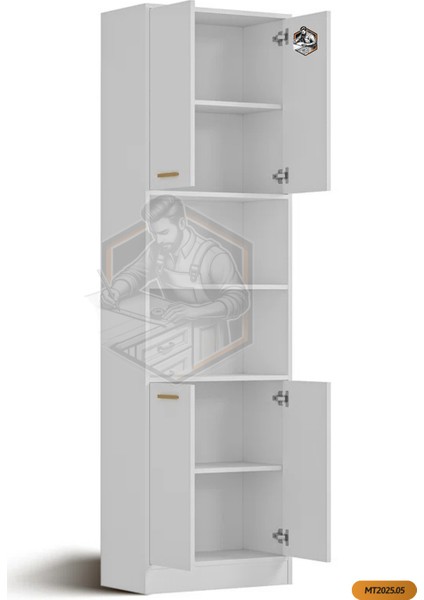 Tamamı Mdf 4 Kapaklı ve Açık Raflı Çok Amaçlı Mutfak Dolabı/kavanozluk/kiler Dolabı