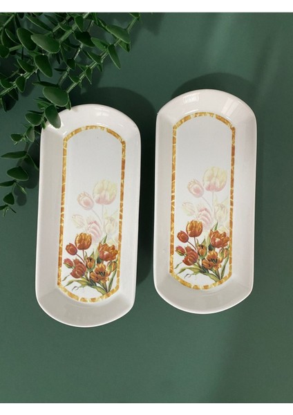 Vintage Lale 2 Adet Oval Kahvaltı Tabağı
