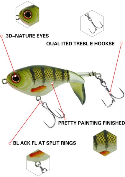 Whopper Plopper 75 Perch Yüzey Üstü Yem Tuzakları (Yurt Dışından) indirimleri