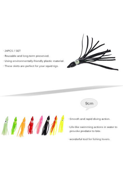 24 Adet Yumuşak Plastik Ahtapot Yapay Yemleri Tatlısu Veya Tuzlu Su Balıkçılığı (Yurt Dışından) fiyatları