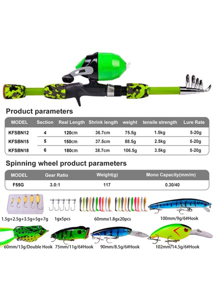 1.5m Çocuklar Için Ultrayüklü Balık Tutma Seti (Yurt Dışından) modelleri