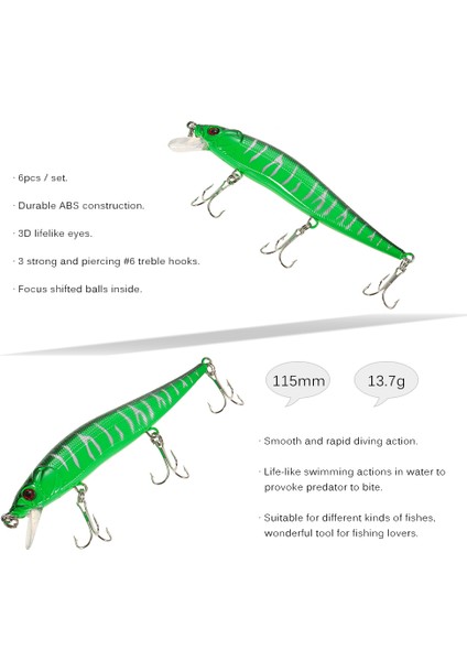 6 Adet Batacak Alabalık Yakalama Yapay Yemleri 22G 185MM (Yurt Dışından) fiyatları