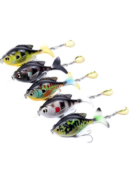 3.7 Inç 0.60 Ons Topwater Wobbler Yapay Ürün Canlı Altın Balık Tasarımı Döner Kuyruklu 3D Gözlü Balık Tutma Cüce (Yurt Dışından) fırsatları