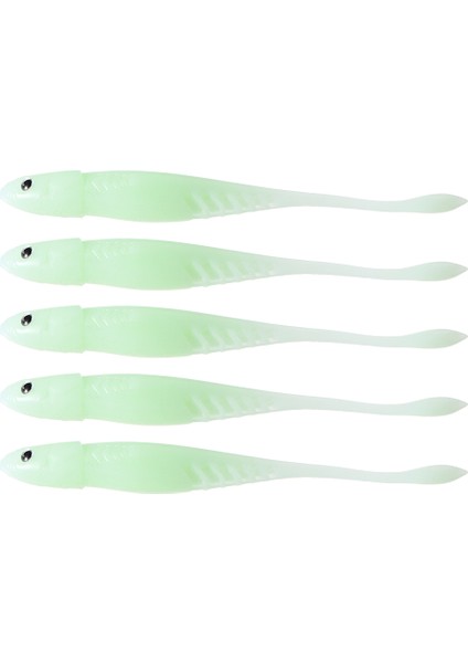 5 Adet Yumuşak Yemli Plastik Balık Tutma Yaprağı 3D Gözlü Uzun Kuyruklu (Yurt Dışından)