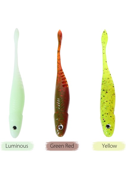 5 Adet Yumuşak Yemli Plastik Balık Tutma Yaprağı 3D Gözlü Uzun Kuyruklu (Yurt Dışından) modelleri