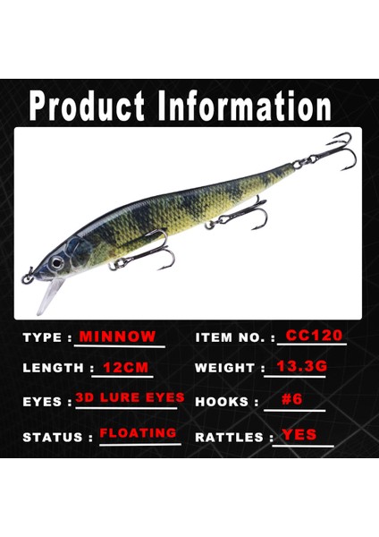 Sert Balık Tutma S Yaprak Ürünleri 12 cm 13.3 G 3D Gerçekçi Gözlü Yüksek Çözünürlüklü Detaylı Batacak Minnow Yemleri (Yurt Dışından) fırsatları