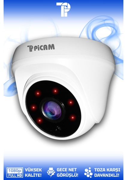 1 Dome Kamera Dome İç Mekan Full HD Gece Görüşlü Irled Kameralı AHD Güvenlik Kamerası