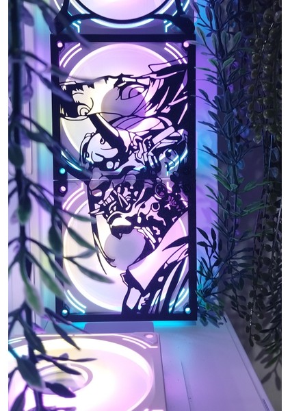 Samurai Girl 120X240 mm Siyah Çerçeveli Pc Aksesuarı, Masaüstü Bilgisayar Fan Kapağı