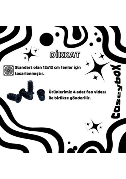 Valorant 120X120 mm Siyah Çerçeveli Pc Aksesuarı, Masaüstü Bilgisayar Dörtlü Fan Kapağı