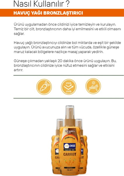 Havuç Özü Koruyucu Bronzlaştırıcı 150 ml Yağ