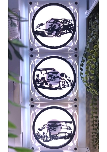 BMW-PORSCHE-R35 120X120 mm Beyaz Çerçeveli Pc Masaüstü Bilgisayar Üçlü Fan Kapağı fiyatları
