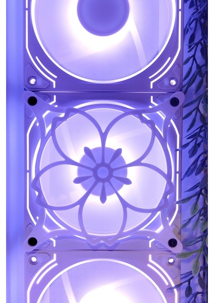 Sakura 120X120 mm Beyaz Çerçeveli Oyun Pc Aksesuarı, Masaüstü Bilgisayar Fan Kapağı