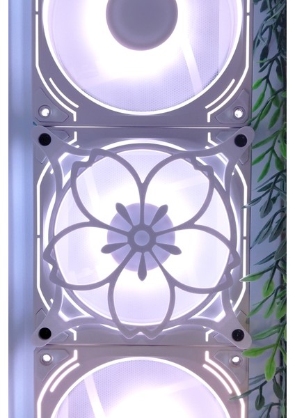 Sakura 120X120 mm Beyaz Çerçeveli Oyun Pc Aksesuarı, Masaüstü Bilgisayar Fan Kapağı