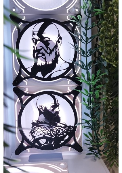 God Of War 120X120 mm Siyah Çerçeveli Pc Aksesuarı, Masaüstü Bilgisayar Ikili Fan Kapağı
