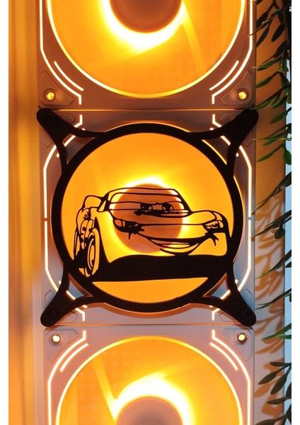 Mcqueen 120X120 mm Siyah Çerçeveli Oyun Pc Aksesuarı, Masaüstü Bilgisayar Fan Kapağı