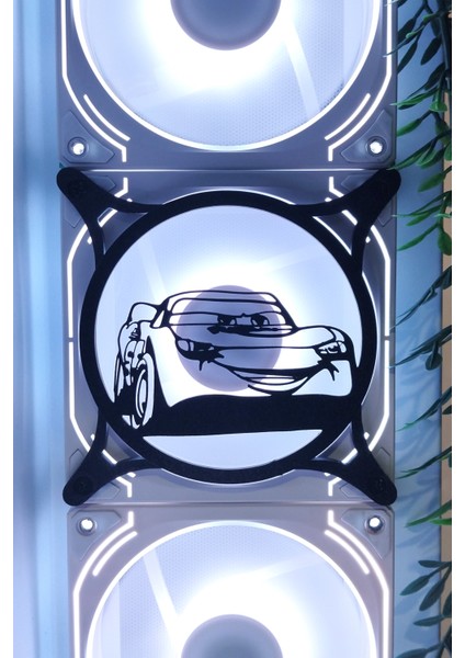 Mcqueen 120X120 mm Siyah Çerçeveli Oyun Pc Aksesuarı, Masaüstü Bilgisayar Fan Kapağı