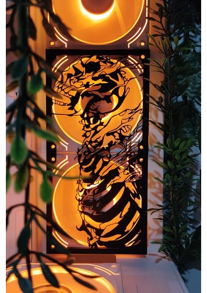 Skeleton 120X240 mm Siyah Çerçeveli Pc Aksesuarı, Masaüstü Bilgisayar Fan Kapağı