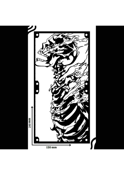 Skeleton 120X240 mm Siyah Çerçeveli Pc Aksesuarı, Masaüstü Bilgisayar Fan Kapağı