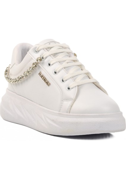 Beyaz Taşlı Kadın Sneaker 7081 Z