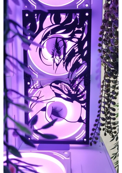 120X240 mm Anime Girl Siyah Çerçeveli Pc Aksesuarı, Masaüstü Bilgisayar Fan Kapağı