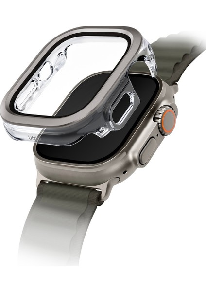 Apple Watch Ultra 49MM Kılıf Kasa Koruyucu Temperli Ekran Koruyucu 2 In 1 Camlı Kasa