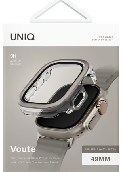 Apple Watch Ultra 49MM Kılıf Kasa Koruyucu Temperli Ekran Koruyucu 2 In 1 Camlı Kasa
