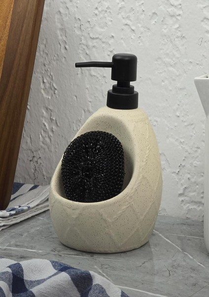 Taş Desenli Sıvı Sabunluk - Sünger Hazneli Mutfak Sabunluğu - 700 ml - Prizma Desen