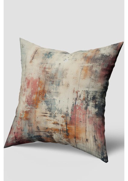 Krem Soyut Desenli Kırlent Kılıfı